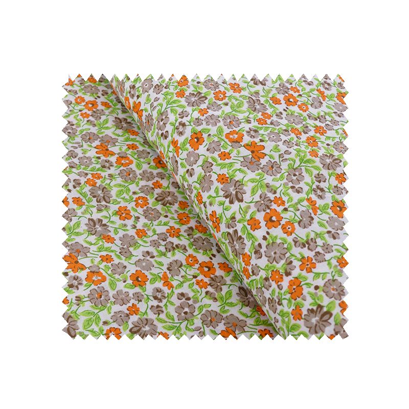 Tissu Coton Imprim Fleurs Orange Et Vertes Tissus Des Ursules