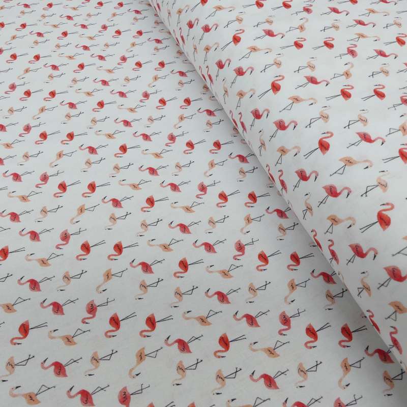 Tissu Coton Imprim Digital Flamant Rose Tissus Des Ursules