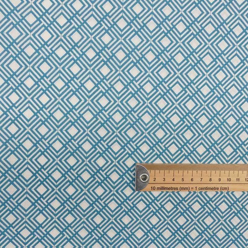 Tissu Coton Imprimé Géométrique Bleu Tissus des Ursules