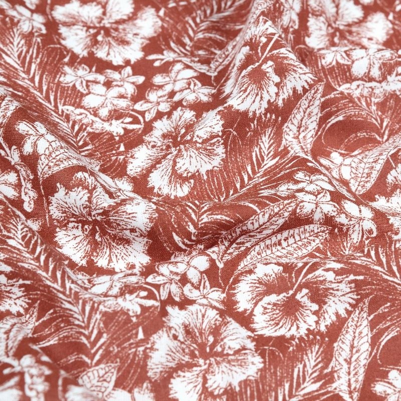 Tissu Imprim Hibiscus Terracotta Tissus Des Ursules