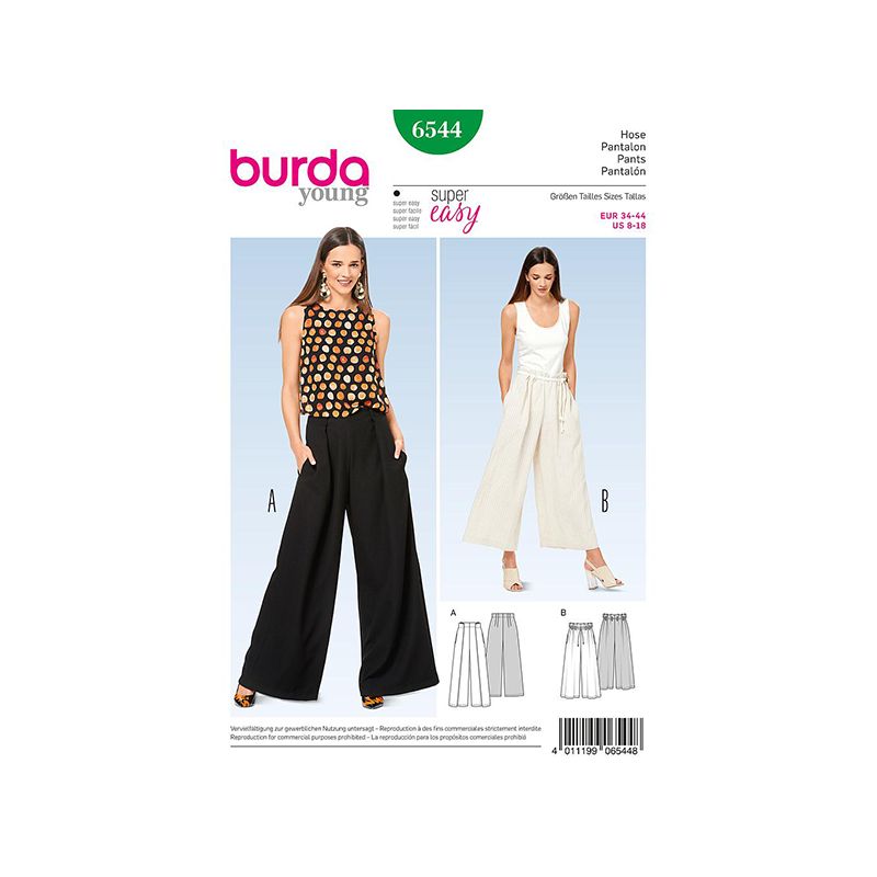 Patron Burda Style 6544 Pantalon Large - Tissus des Ursules