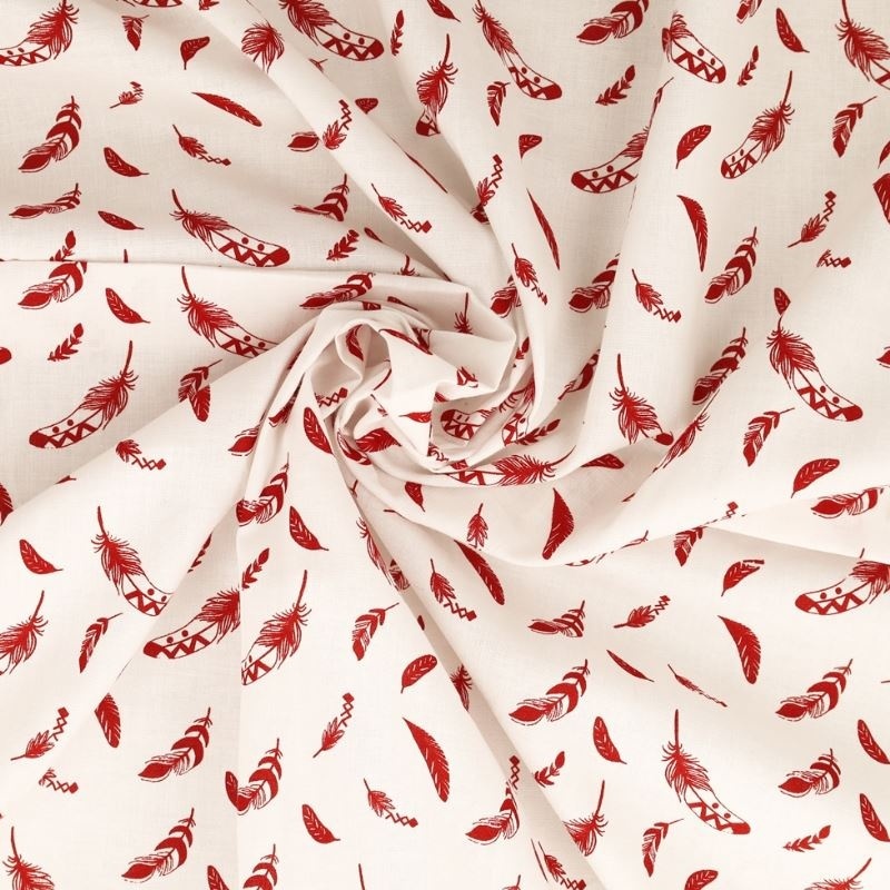 Tissu Plume Coton 57fils Rouge 