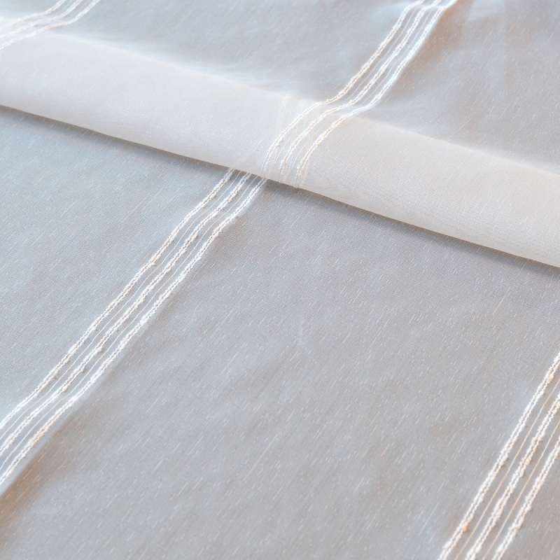 Tissu Etamine Rayée Vitalia Bouclette Blanc 