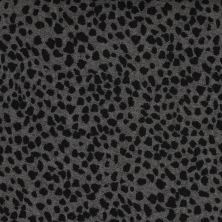 Tissu Jersey Imprimé Leopard Fond Gris 