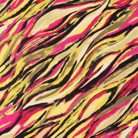 Tissu Viscose Twill Imprimé Jaune fuchsia