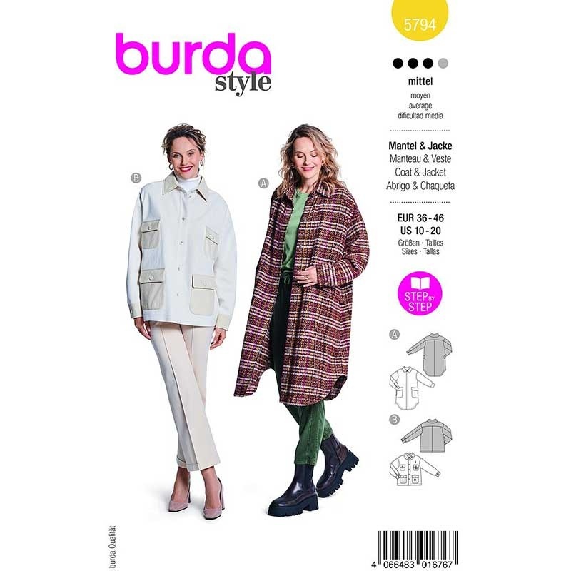 Patron Burda 5794 Veste-manteau 36- 46