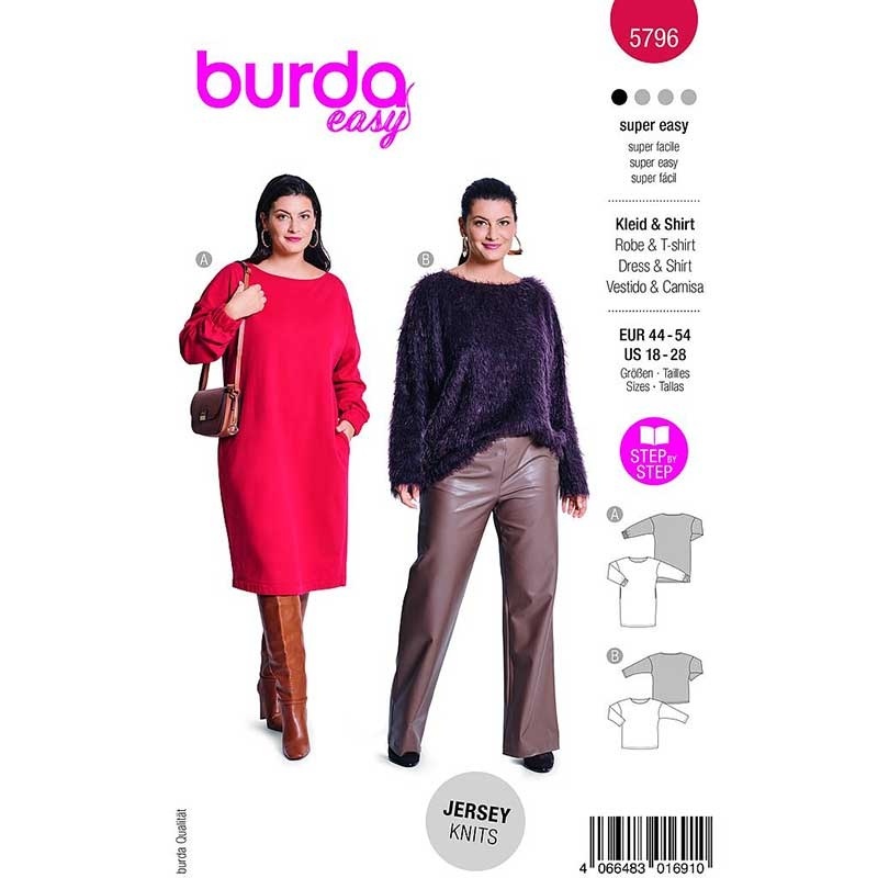 Patron Burda 5796 Robe-tee-shirt 44- 54 