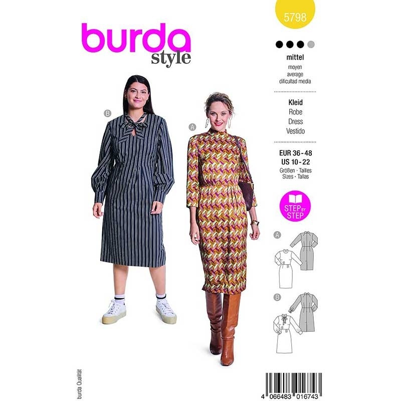 Patron Burda 5798 Robe 36- 48 