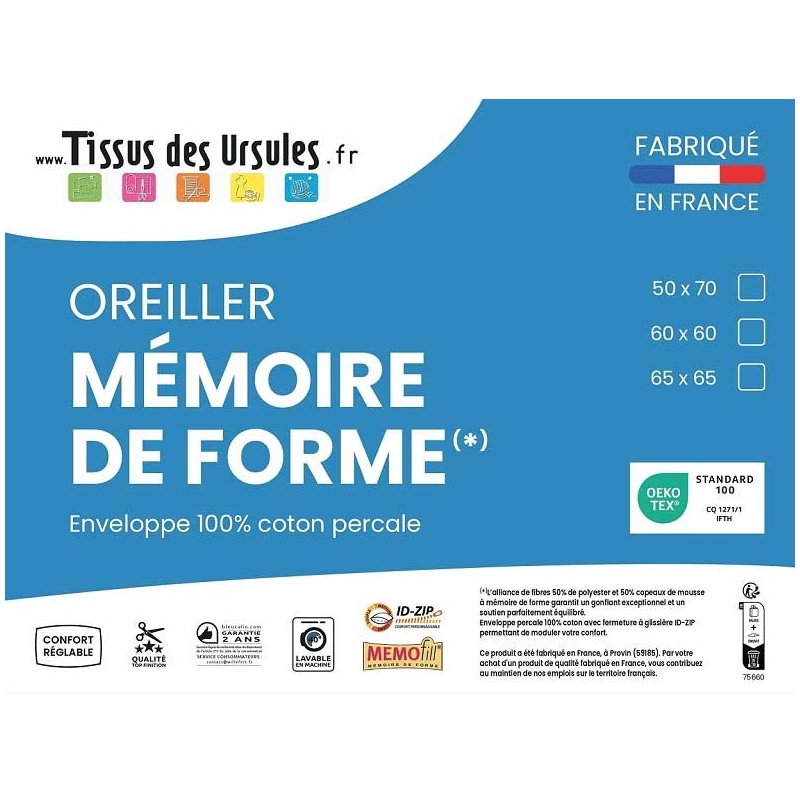 Oreiller Memofill Mémoire de Forme 