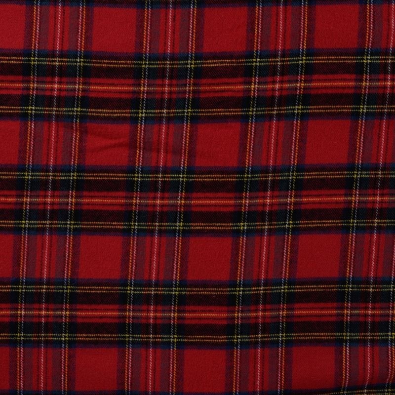 Tissu Coton Gratté Tartan Rouge 