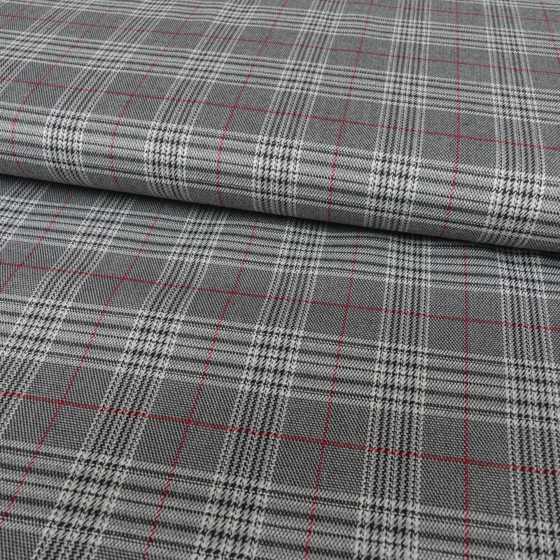 Tissu Tartan Ecossais Gris rouge 