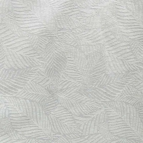 Tissu Jacquard Chenillé Feuilles Naturel 