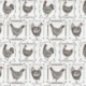 Tissu Jacquard Poules Coloris Blanc et lin 