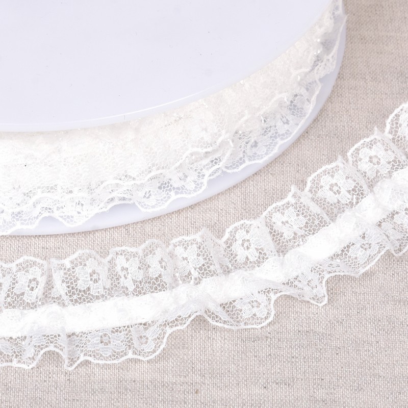 Galon dentelle élastique blanc