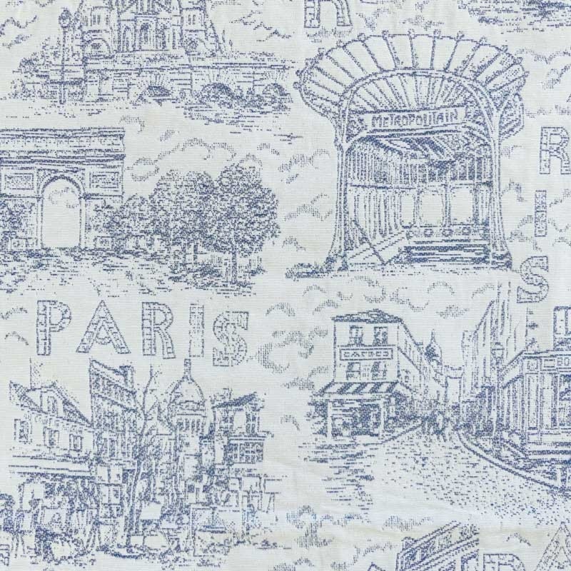 Tissu Jacquard Paris Bleu