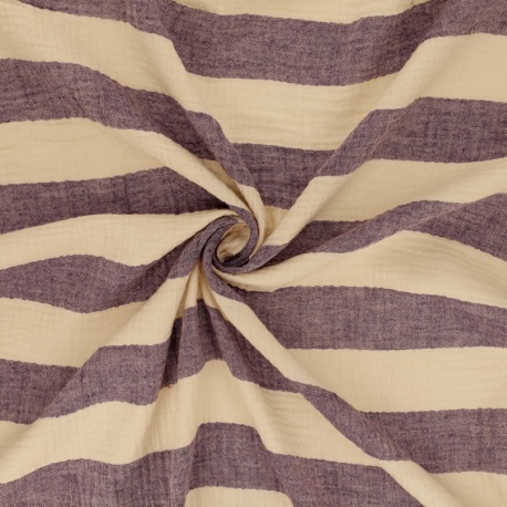 Tissu Double Gaze Rayure Violet 