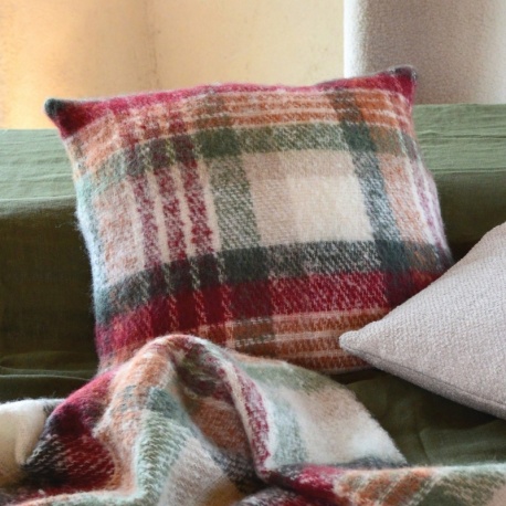 Housse de Coussin Inverno Carreaux Bordeaux 