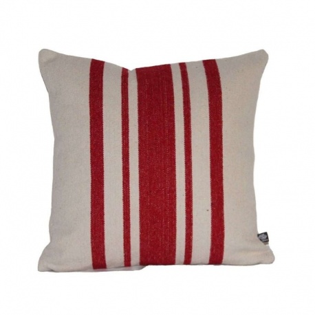 Coussin Canevas Rayé Carmin