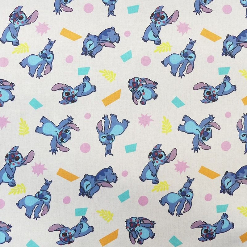 Tissu Licence Lilo&stitch Patch Imprimé Multico Fond Blanc