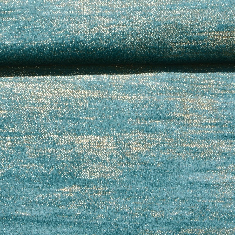 Tissu Velours Frappé Comete Bleu Paon