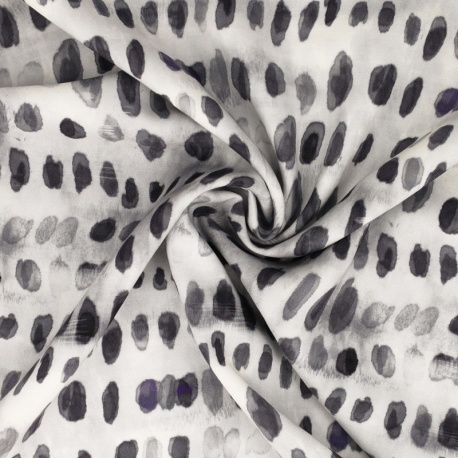 Tissu Viscose Imprimé Dotty Blanc noir 