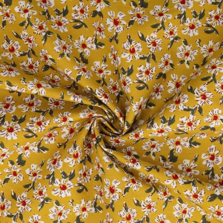 Tissu Coton Imprimé Ditsy Jaune