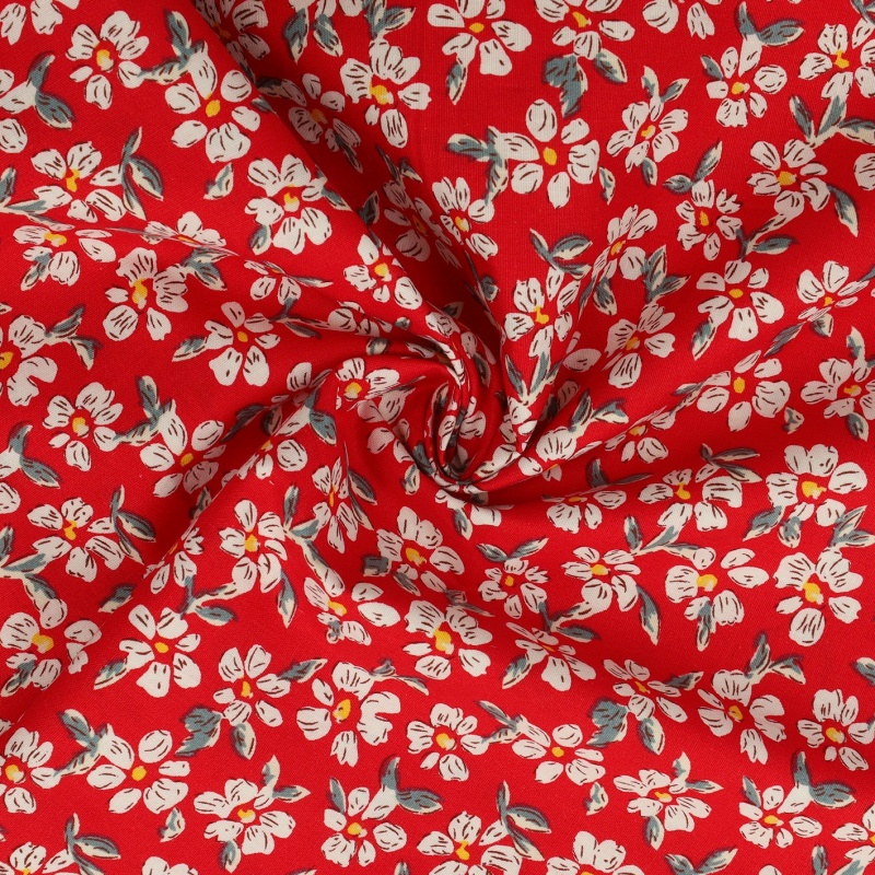 Tissu Coton Imprimé Ditsy Rouge