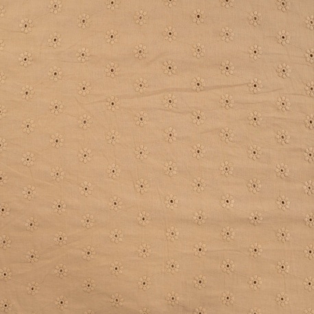 Tissu Broderie Uni Beige