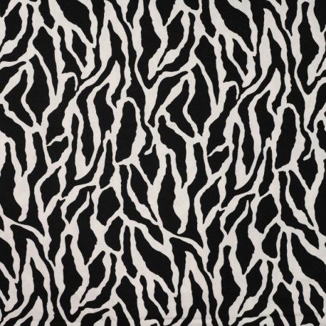 Tissu Jersey de Viscose Imprimé Abstrait Noir