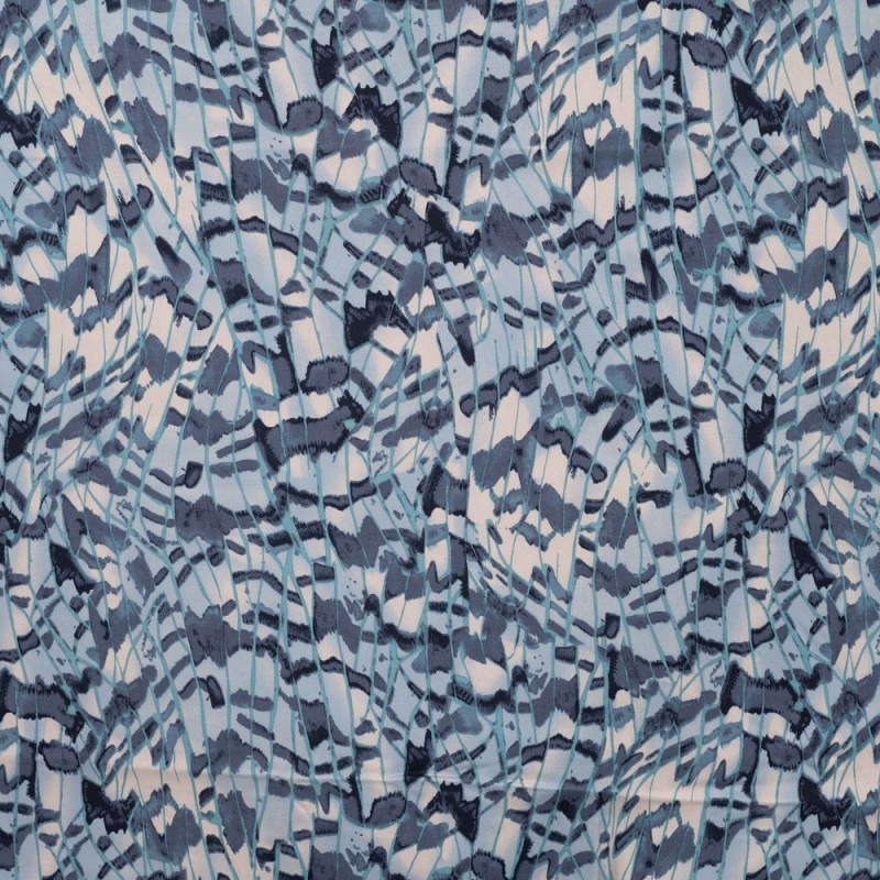 Tissu Satin de Viscose Imprimé Bleu