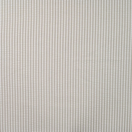 Tissu Poly Coton Seersucker Rayure Kaki 