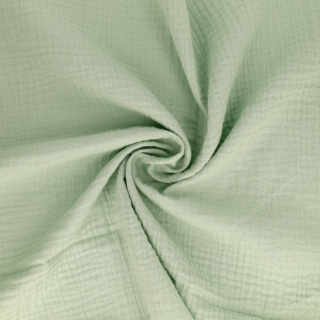 Tissu Francine Double Gaze Unie Vert Amande 