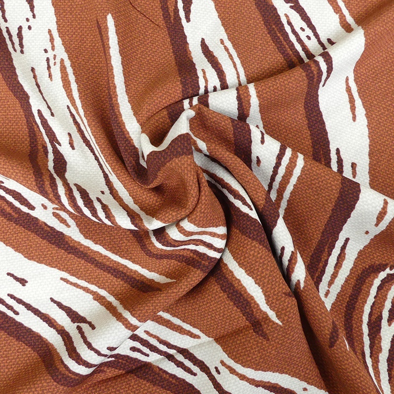 Tissu Viscose Imprimée Vague Chocolat