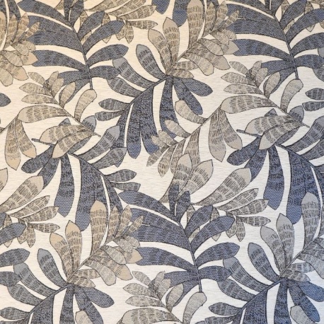 Tissu Jacquard Acanthys Feuillage Bleu