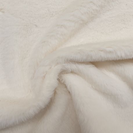 Tissu Vison Fausse Fourrure Uni Blanc