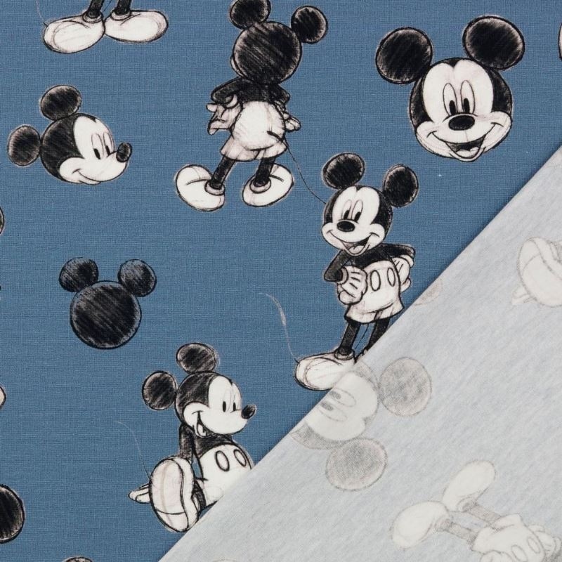 Tissu Jersey Mickey Mouse Imprimé Bleu Tissus Des Ursules