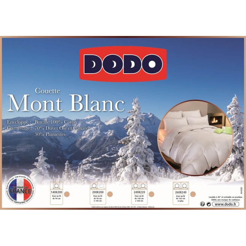 Couette Tempérée Blanche Dodo Lovely Confort 140X200 CM